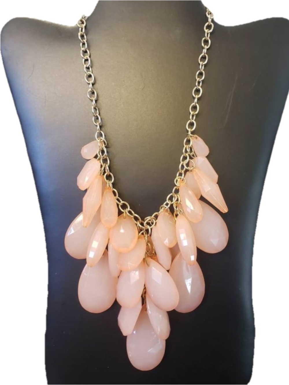 VCLM Vintage Chunky Pink Teardrop Beads Statement Necklace